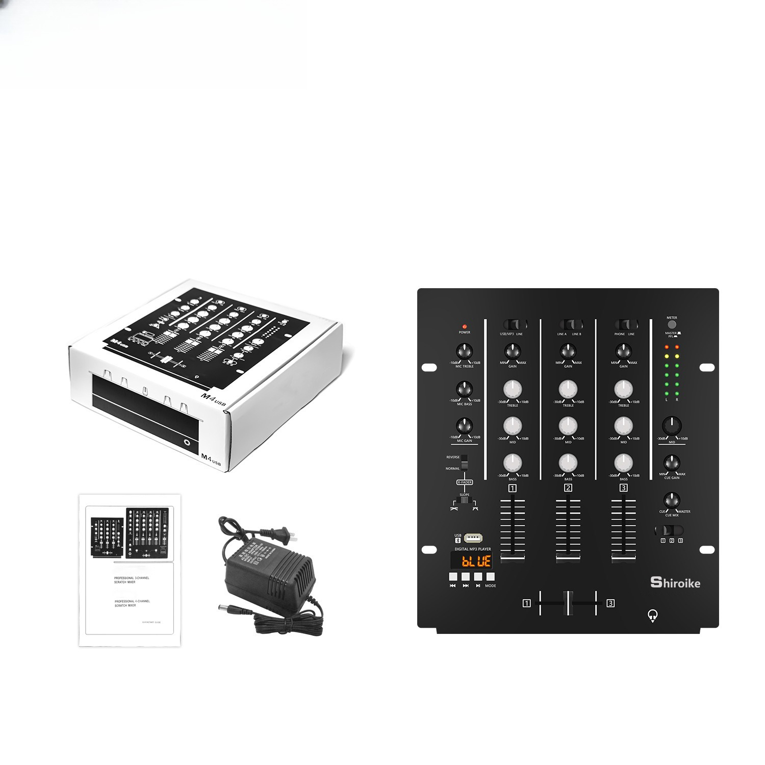 Audio Interface - جهاز مزج صوتي احترافي بأربع قنوات،
