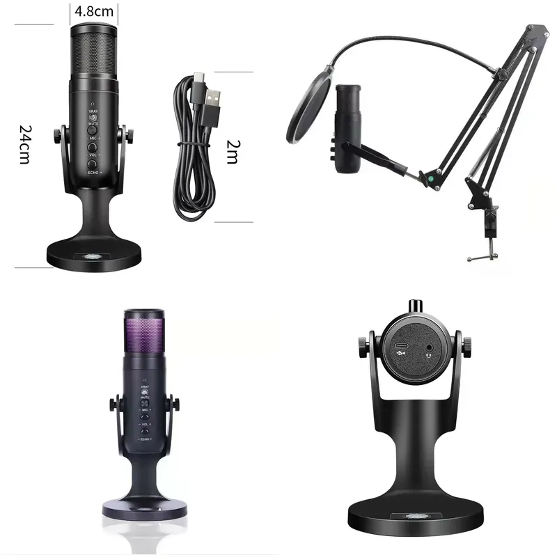 Condenser Microphone Kit - ميكروفون مكثف لاسلكي USB احترافي للاستوديو