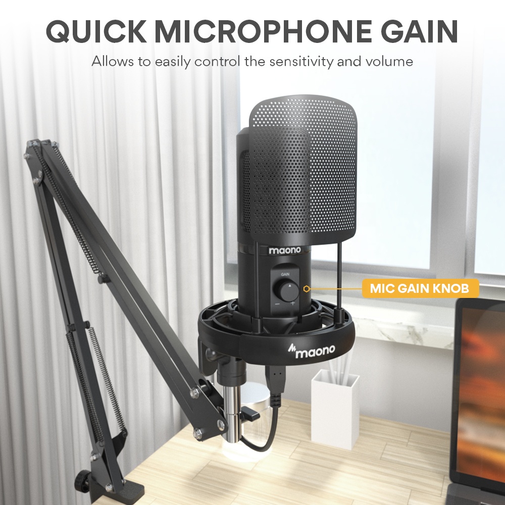 طقم ميكروفون احترافي من MAONO  - مراجعة Condenser Microphone Kit وسعره