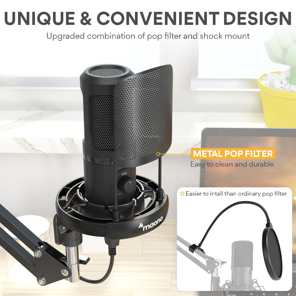 طقم ميكروفون احترافي من MAONO  - مراجعة Condenser Microphone Kit وسعره